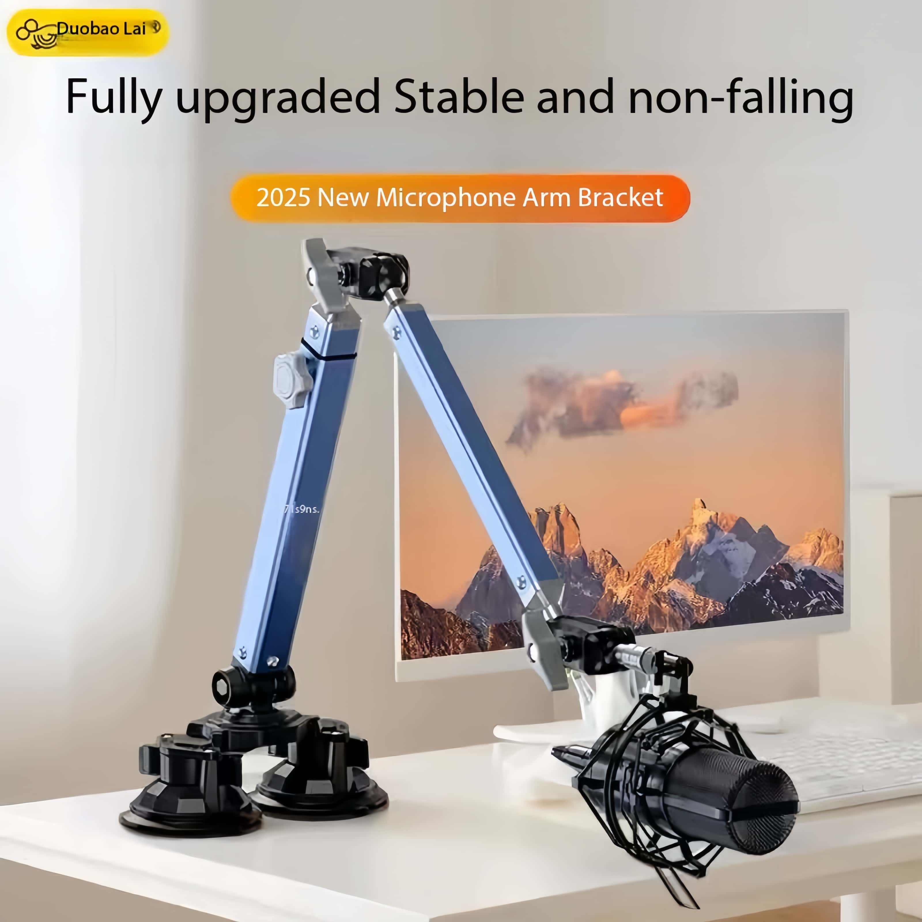 Microphone Arm Boom - Profesjonalny uchwyt z podwójną przyssawką, elastyczny,